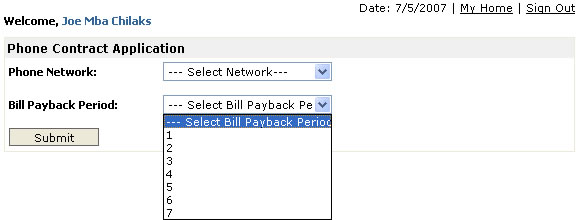 Phone Contract Application